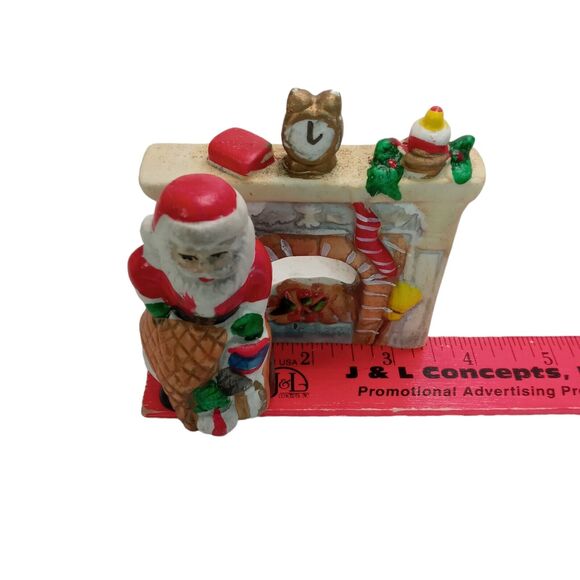 Vintage Santa Tealight Candle Holder Fireplace Toys Nostalgic Christmas Decor - Picture 11 of 12